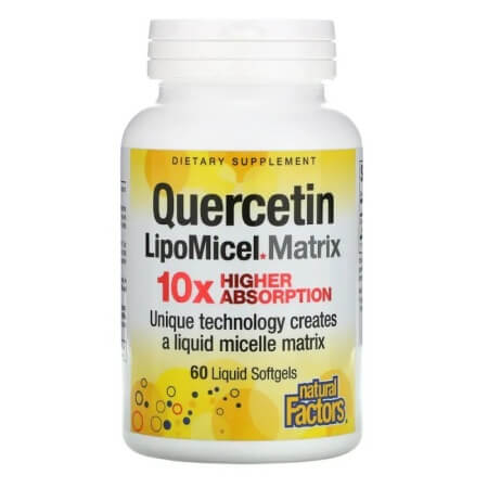 LipoMicel Matrix с кверцетином, 60 мягких капсул с жидкостью, Natural Factors natural factors berberine lipomicel matrix 500 мг 60 мягких таблеток