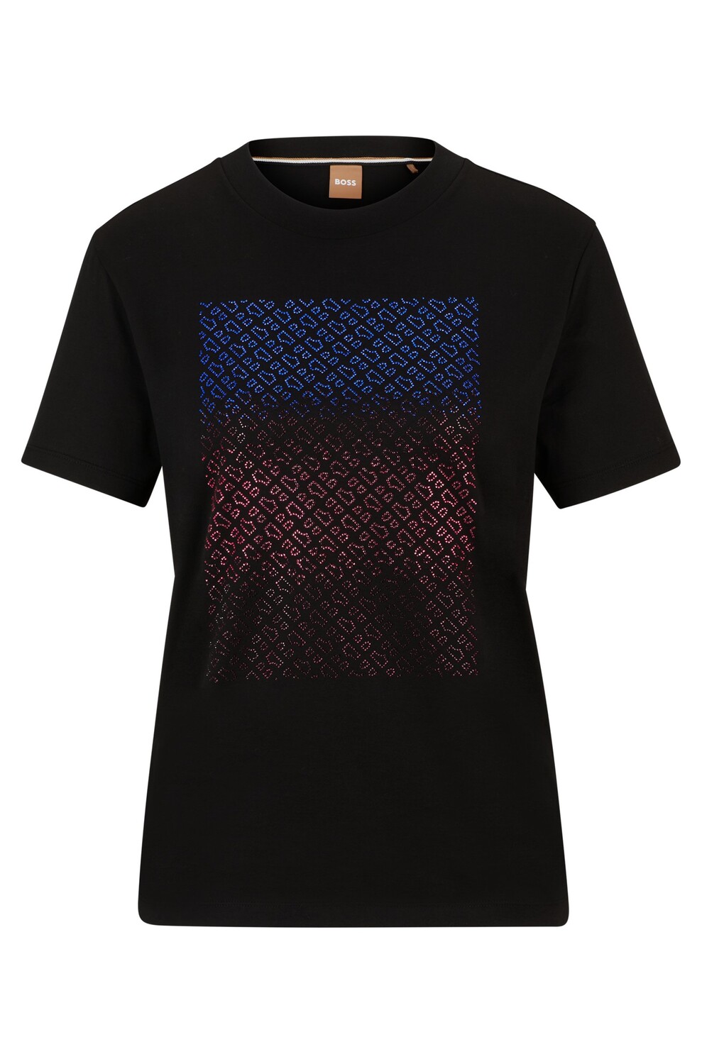 

Футболка Boss Mercerized-cotton With Crystal-embellished Degradé Monograms, черный