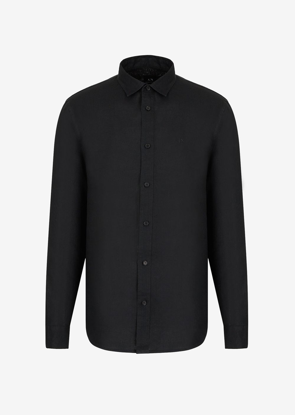 Льняная рубашка классического кроя Armani Exchange, черный