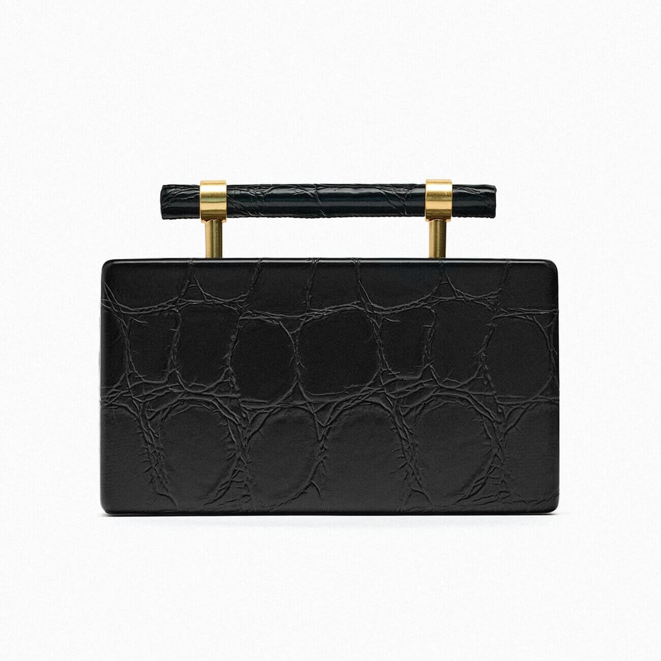 Сумка Zara Mock Croc Minaudière, черный