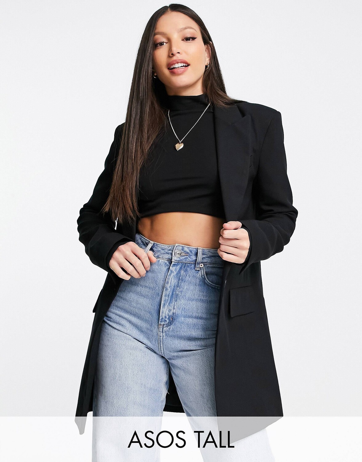 Черный удлиненный блейзер ASOS DESIGN Tall