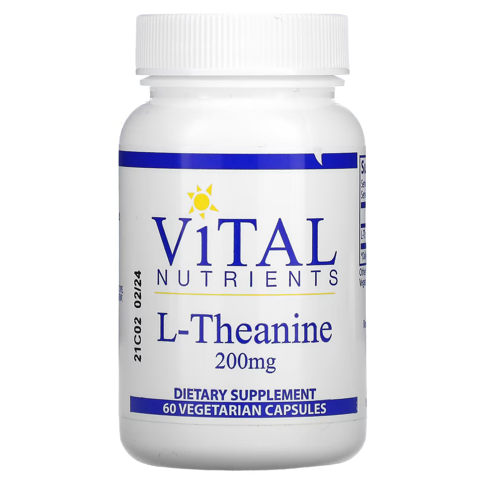 Vital Nutrients, L-теанин, 200 мг, 60 вегетарианских капсул l теанин 180 вегетарианских капсул