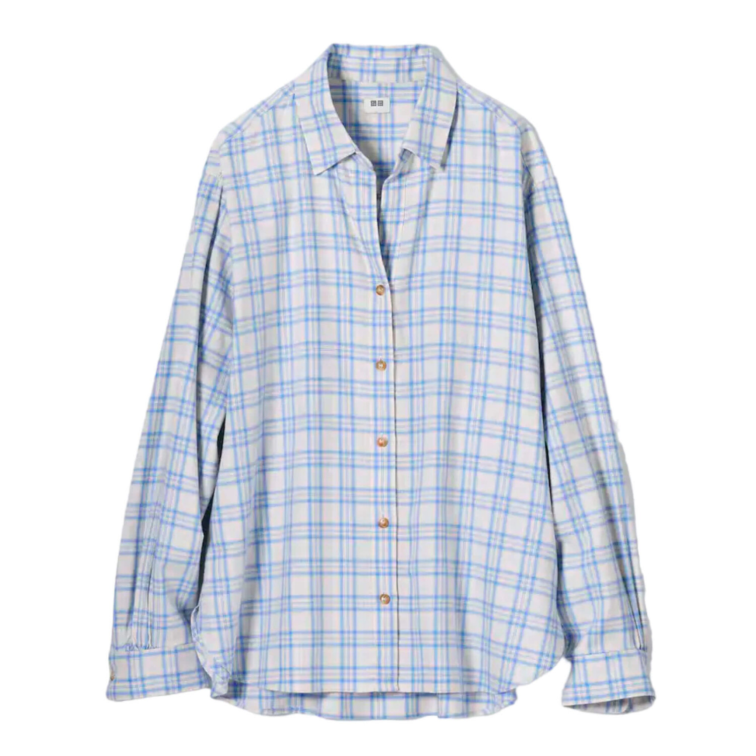 

Рубашка Uniqlo Soft Brushed Checked Long Sleeved, голубой