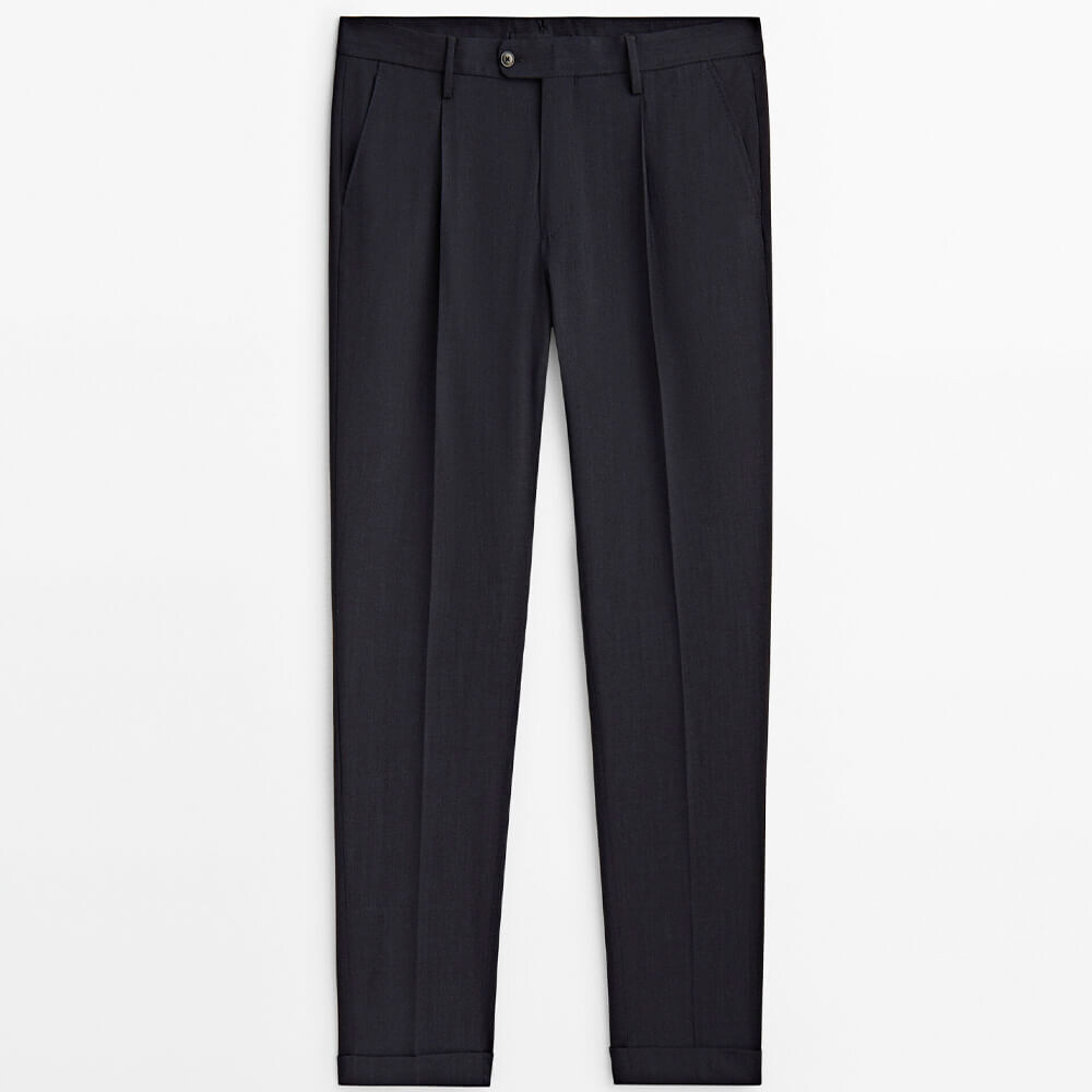 

Костюмные брюки из смесовой шерсти Massimo Dutti, индиго