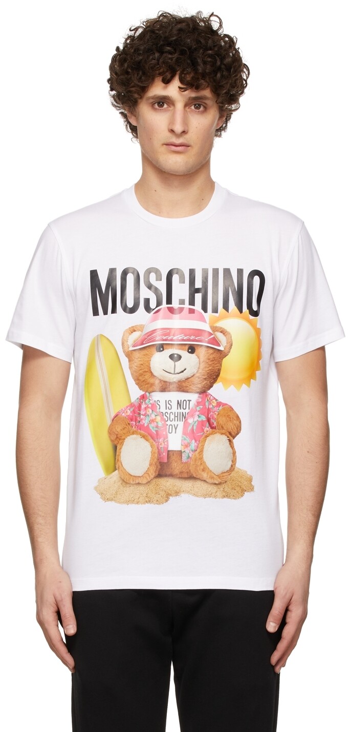 

Белая футболка с графическим принтом Moschino