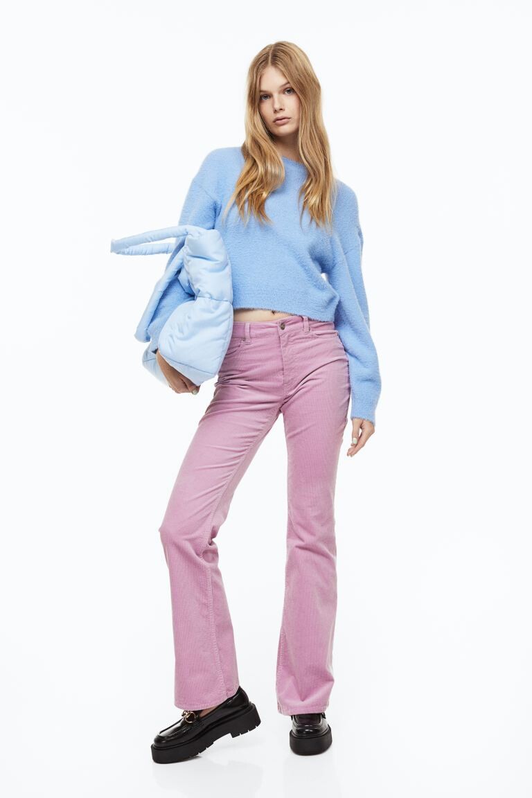 

Расклешенные вельветовые брюки H&M, розовый