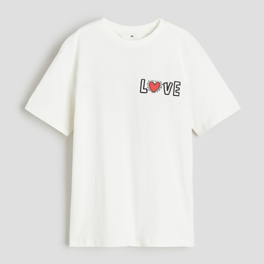 

Футболка H&M Kids Oversized Printed Keith Haring, белый