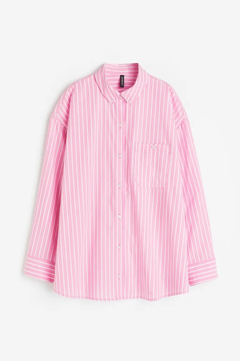 

Рубашка Oversized Poplin, светло-розовый в полоску