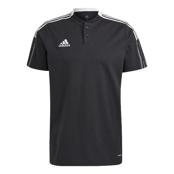 Футболка Men's adidas Logo Printing Pattern Stripe Lapel Short Sleeve Black Polo Shirt, черный