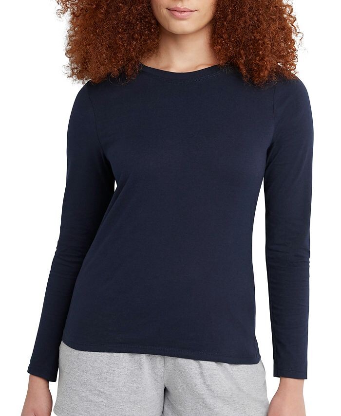 

Женская легкая футболка с длинным рукавом Hanes, цвет Navy