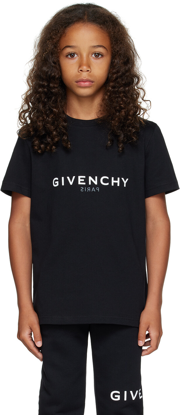 

Детская черная футболка с принтом Givenchy