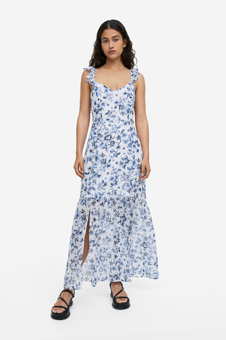 

Шифоновое платье с открытой спиной H&M, синий