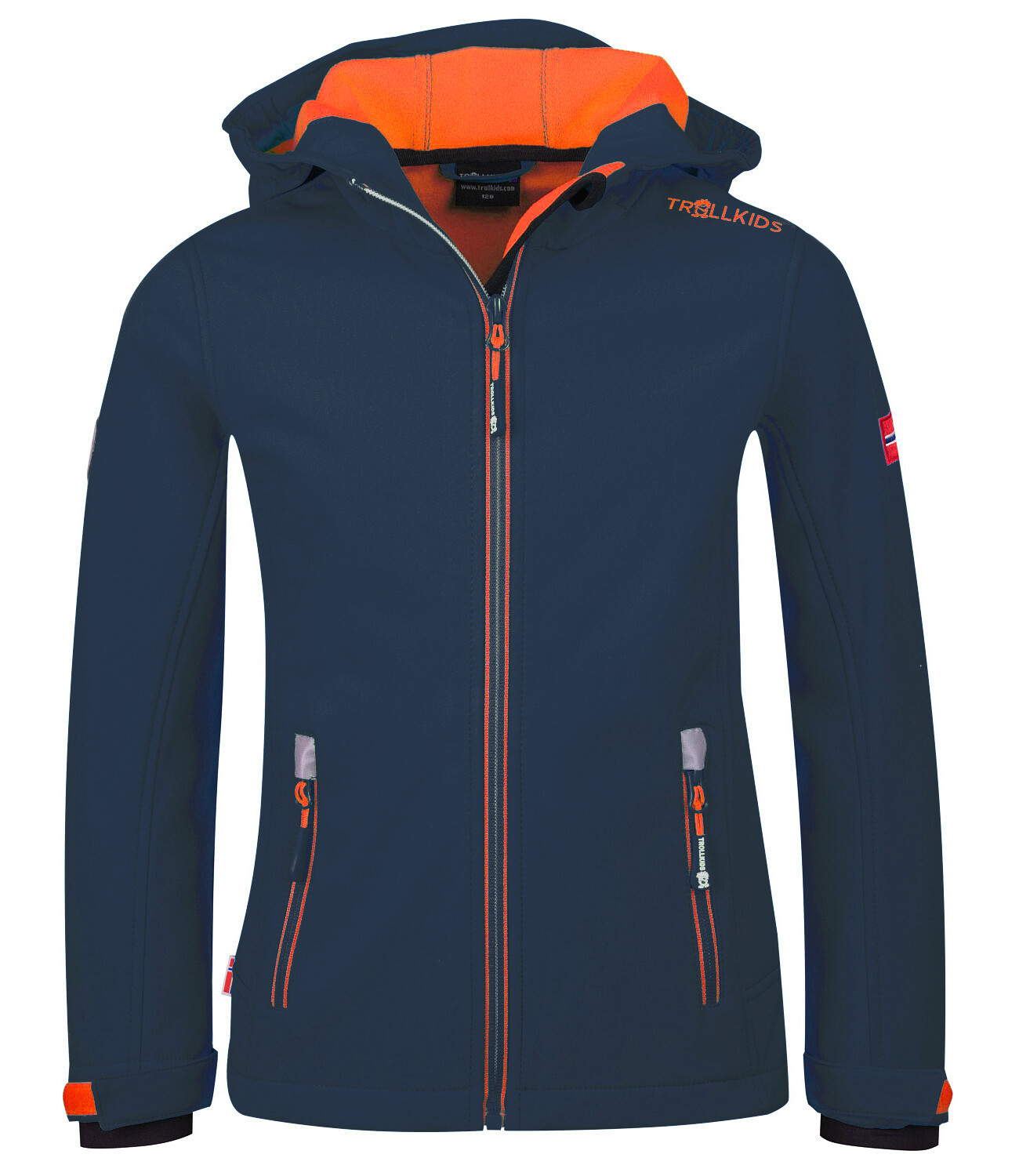 

Куртка софтшелл Trollkids Trollfjord, цвет Mystik Blau/Orange