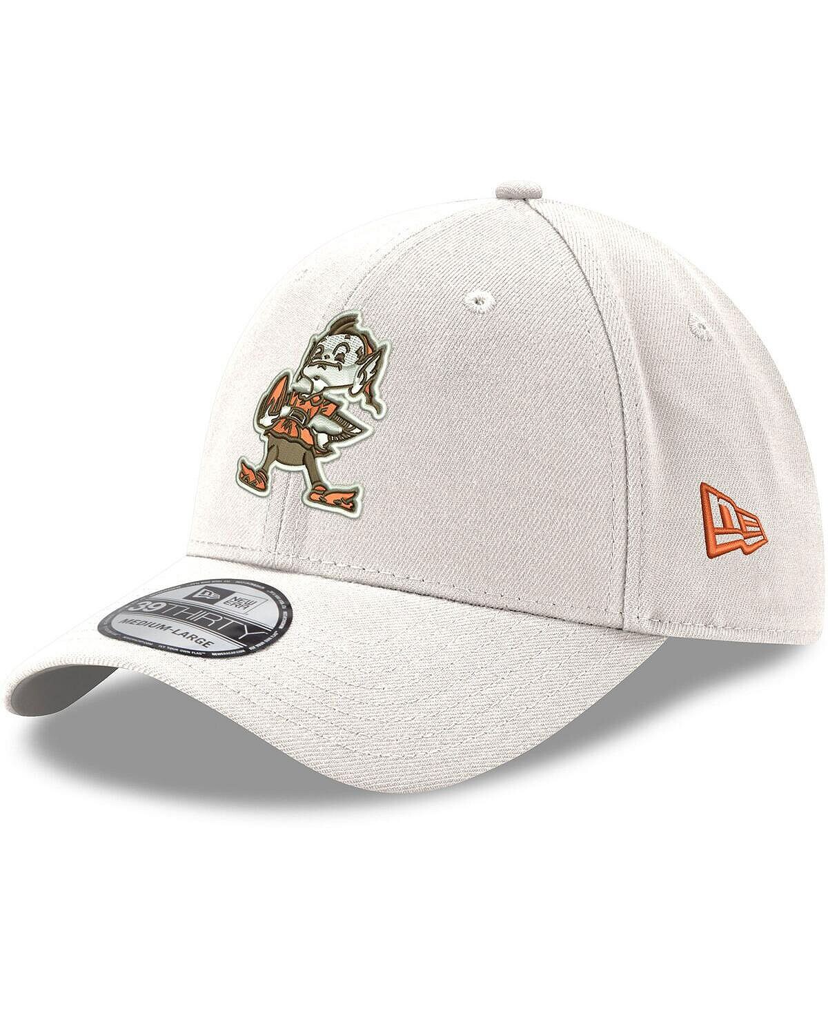 

Мужская белая кепка Cleveland Browns Throwback Logo Iced II 39THIRTY Flex Hat New Era