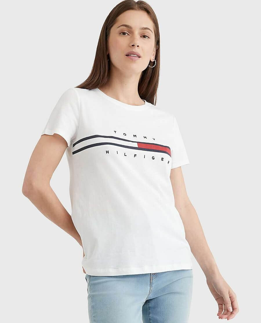 

Футболка Tommy Hilfiger Flag Stripe Logo, белый