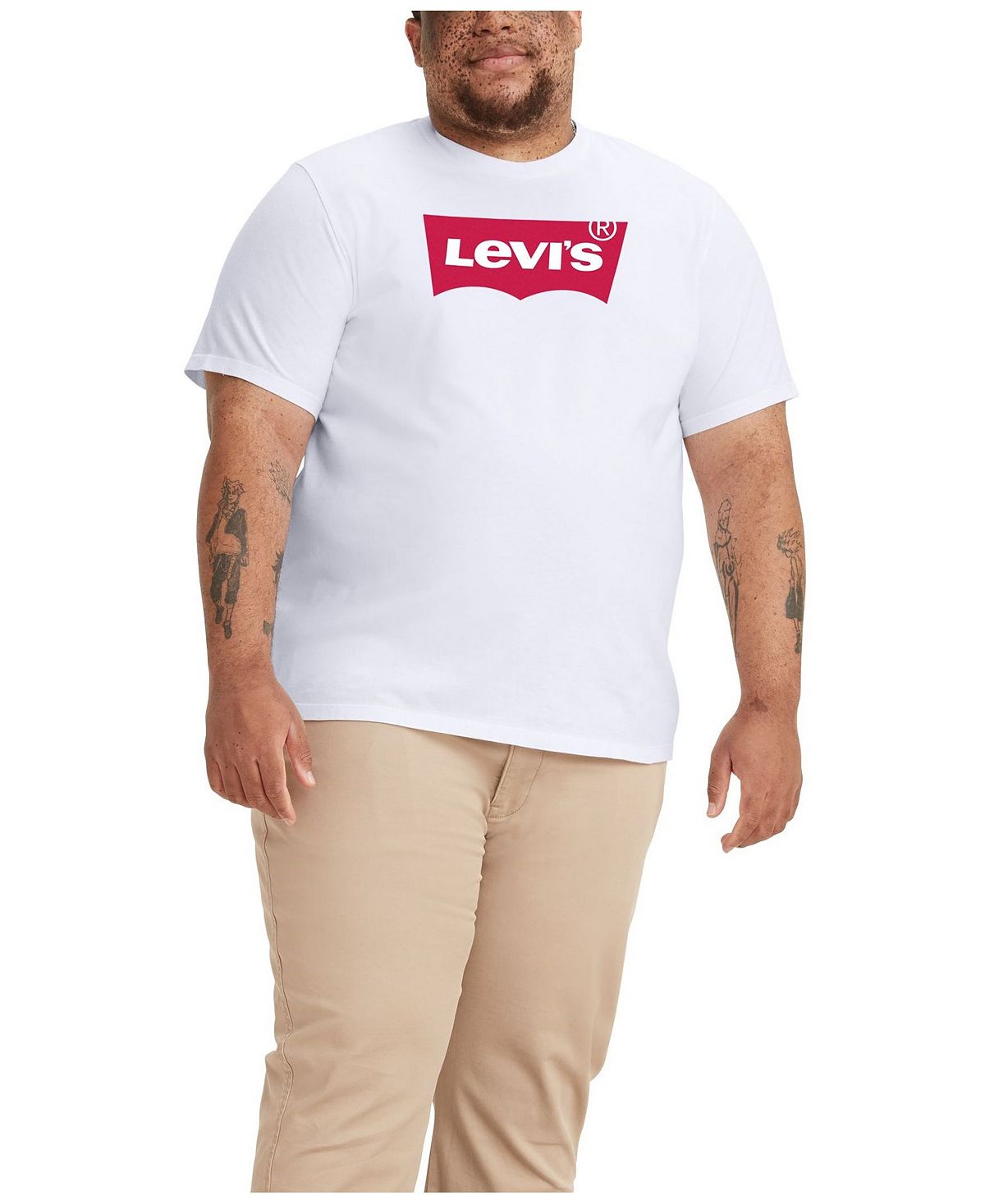 Мужская большая и высокая футболка с круглым вырезом и графическим принтом Levi's, белый