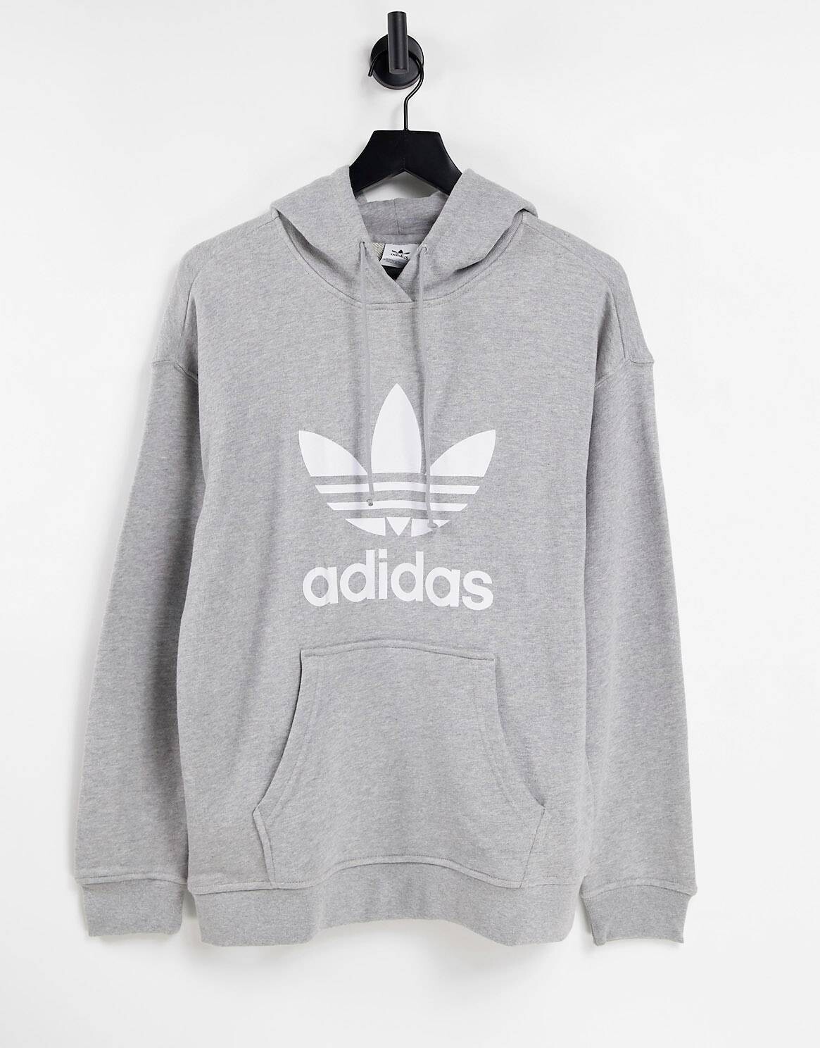 

Серая худи с крупным логотипом adidas Originals adicolor