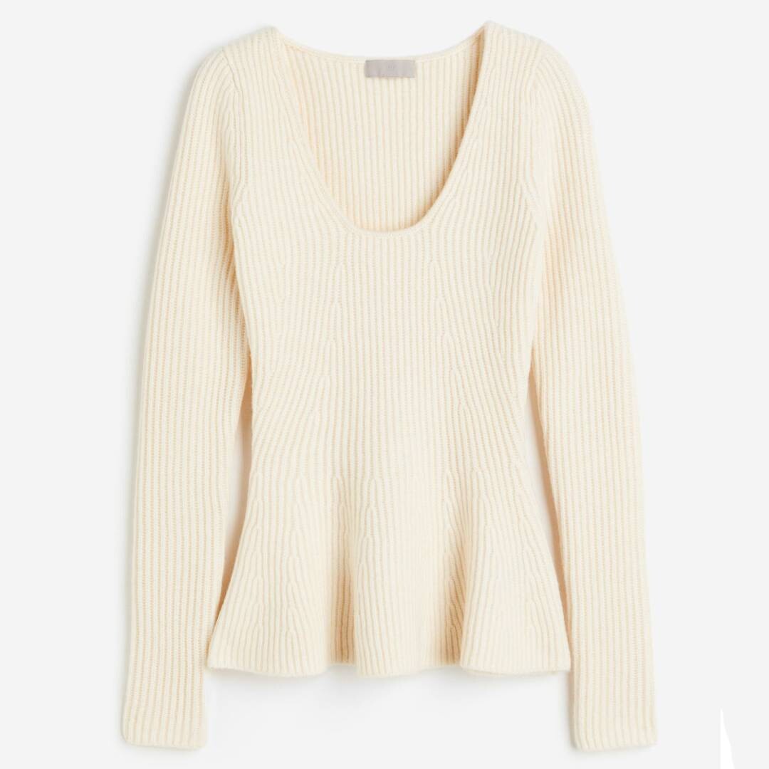

Топ с баской H&M Poplin, светло-бежевый