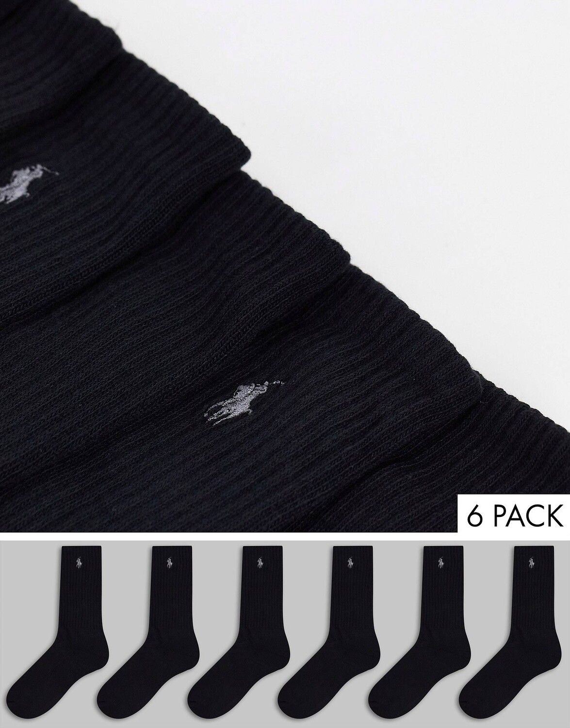 

Набор из 6 спортивных носков Polo Ralph Lauren черного цвета с логотипом в виде пони