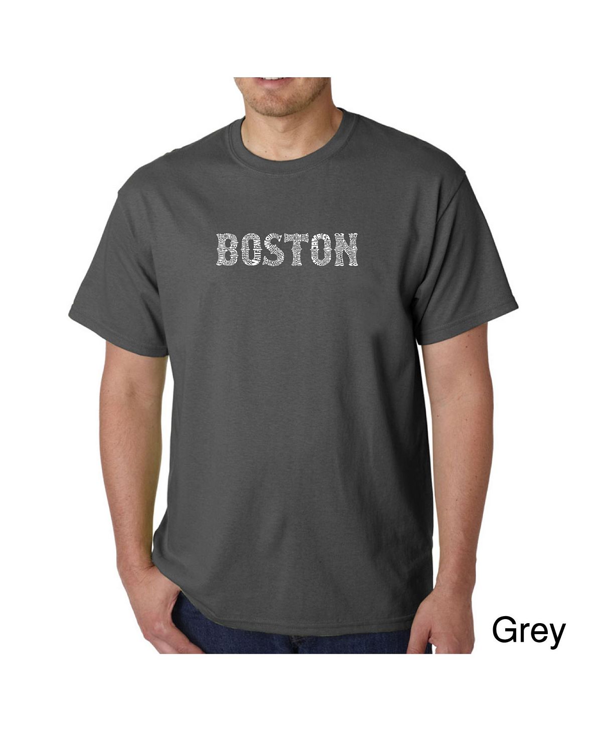 Мужская футболка word art - boston neighbourhoods LA Pop Art, серый
