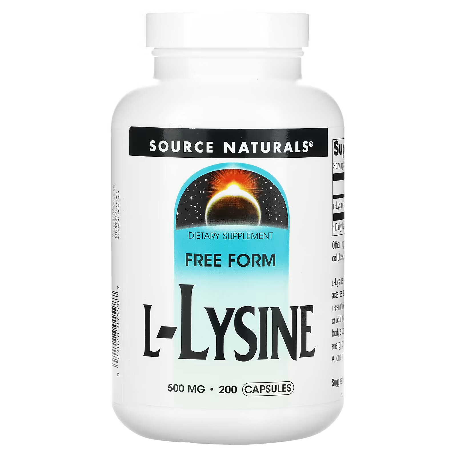 Source Naturals, L-лизин, 500 мг, 200 капсул