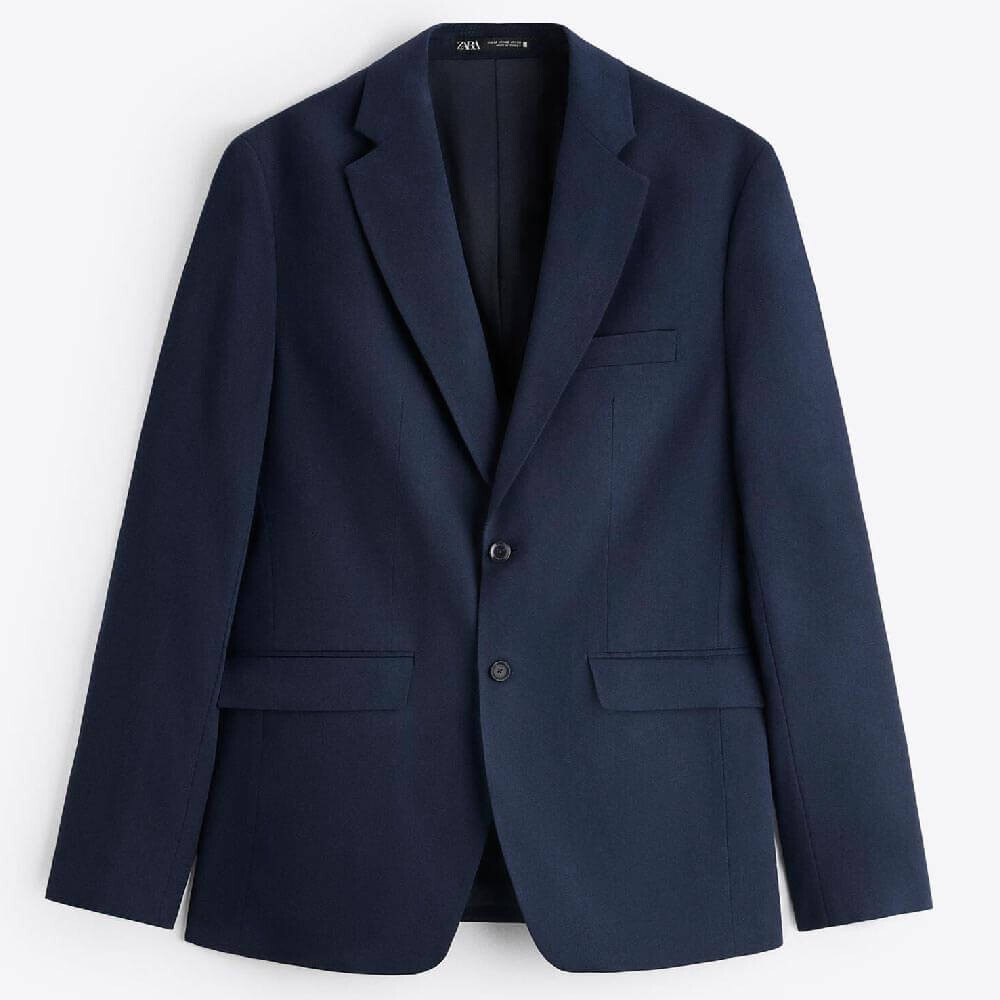 

Пиджак Zara Textured Suit, темно-синий