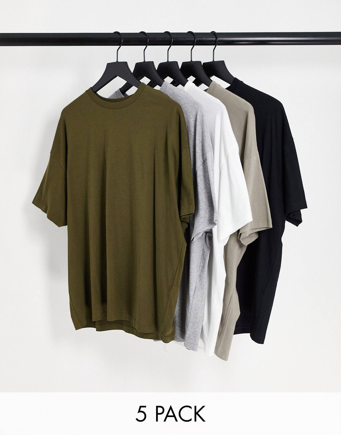 

Разноцветная футболка оверсайз из 5 пар ASOS DESIGN