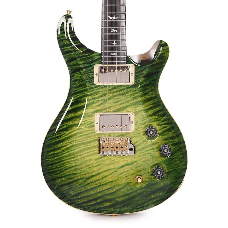 

PRS Private Stock DGT One Piece Curly Maple Top Black Limba Body Electric Rainforest Glow с накладкой из африканского черного дерева (серийный номер 0349742)