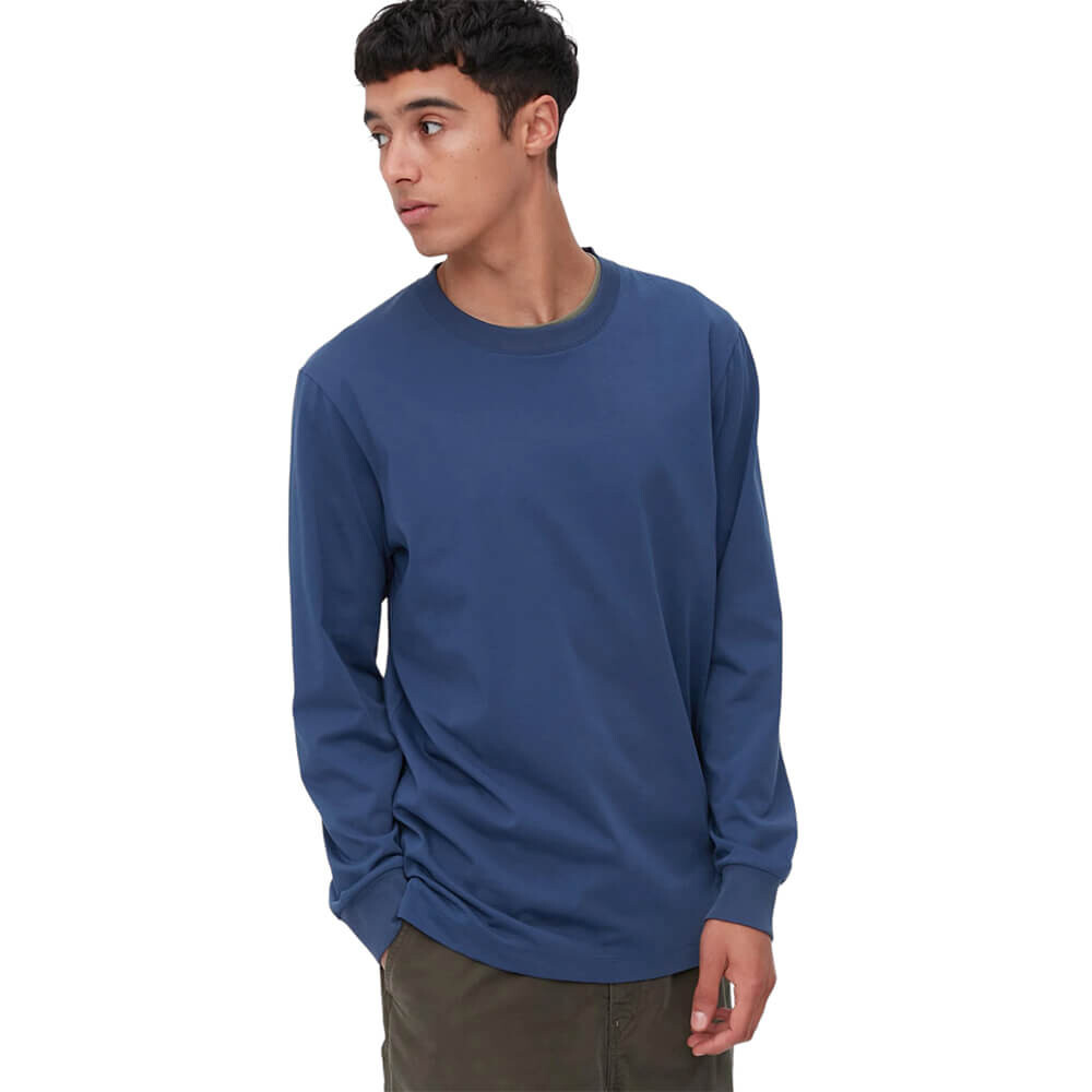 

Лонгслив Uniqlo Airism Cotton Crew Neck, синий