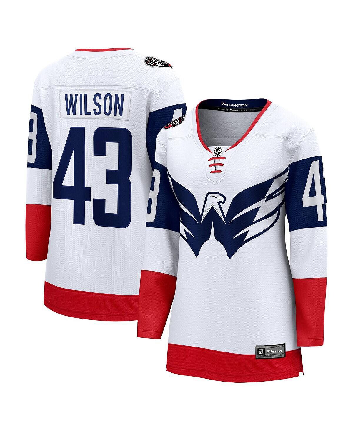 

Женская белая футболка с логотипом Tom Wilson Washington Capitals НХЛ Stadium Series 2023 Fanatics, белый