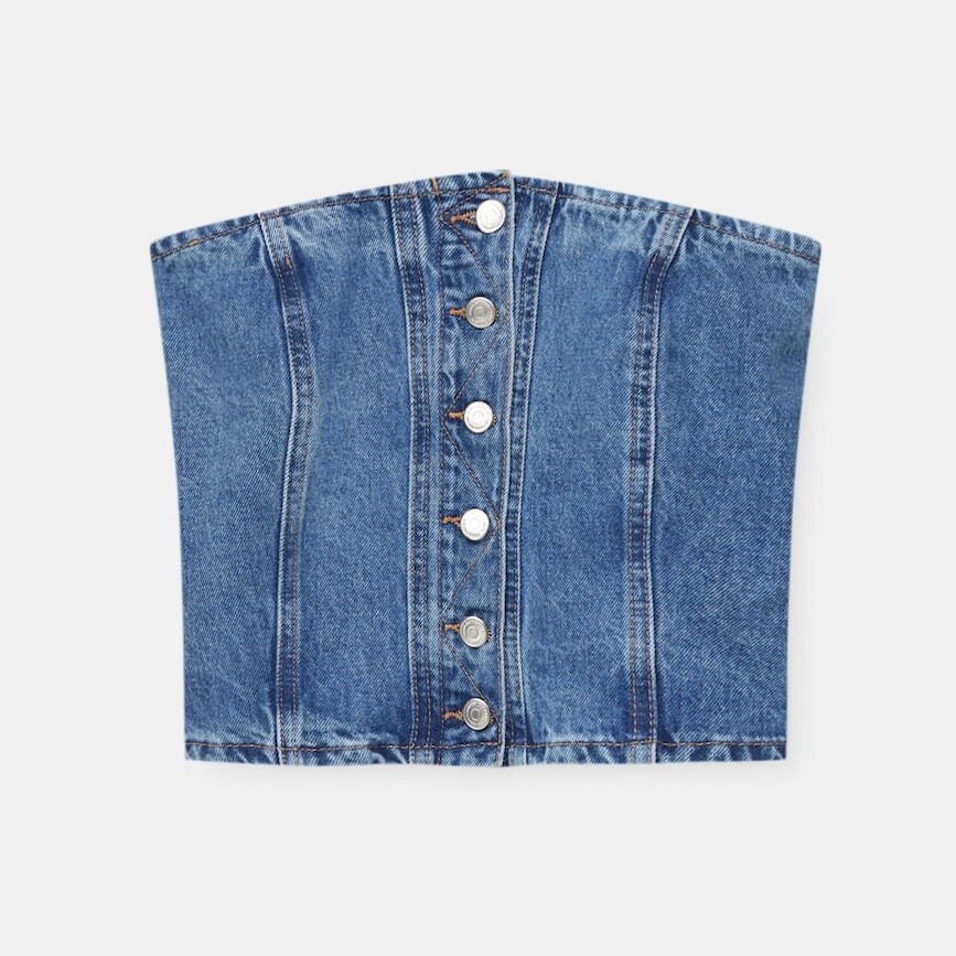

Топ Pull&Bear Denim Corset, синий