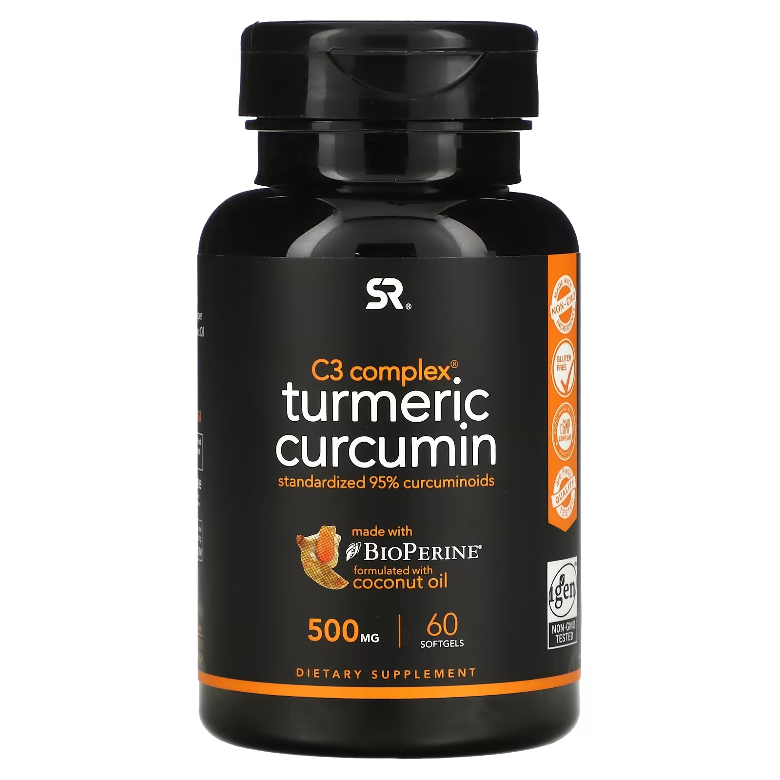 Sports Research C3 Complex Turmeric Curcumin 500 mg, 60шт sports research c3 complex куркумин 500 мг 60 капсул