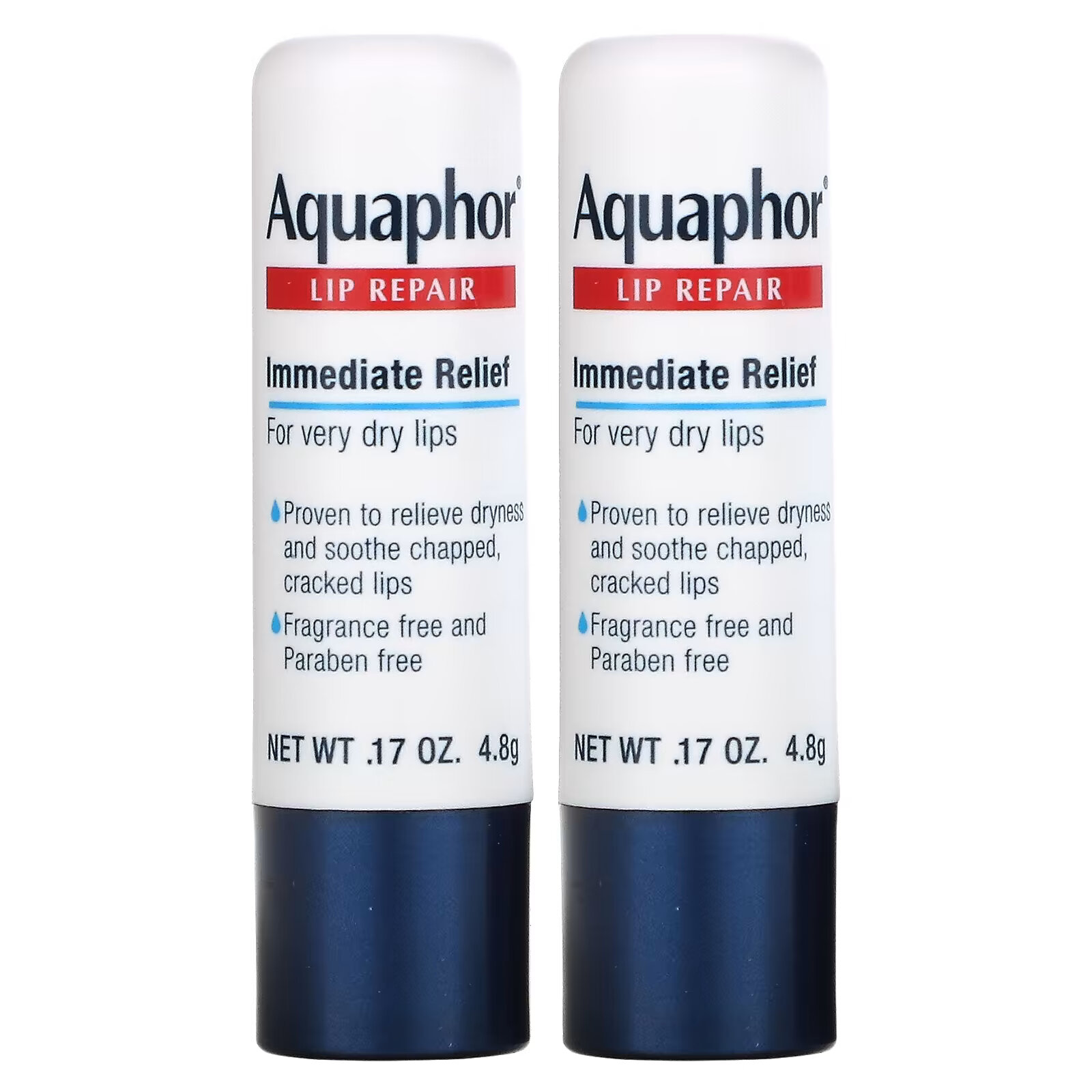 Aquaphor, Lip Repair Stick, Немедленное облегчение, 2 палочки, 0,17 унции (4,8 г) восстановление губ aquaphor немедленное облегчение 2 тюбика по 10 мл