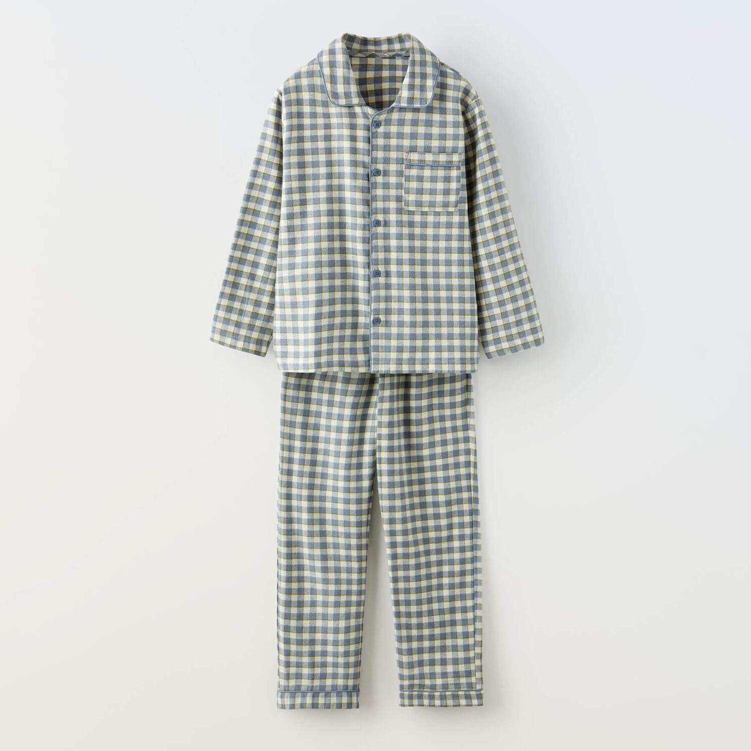 

Пижама Zara Gingham Flannel, серо-голубой/серо-бежевый/желтый