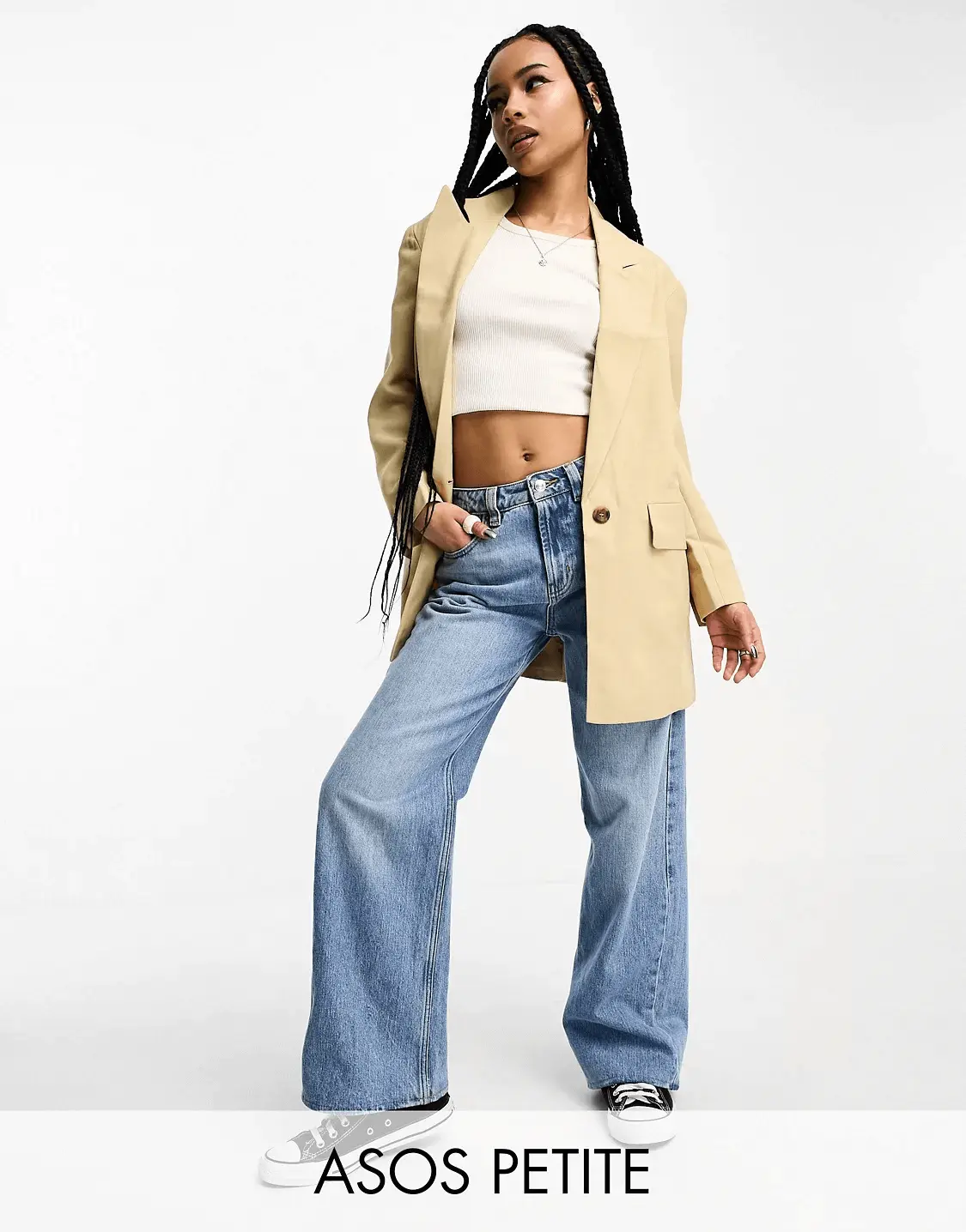 

Удлиненный блейзер ASOS DESIGN Petite, бежевый (Размер 36/38 RU)