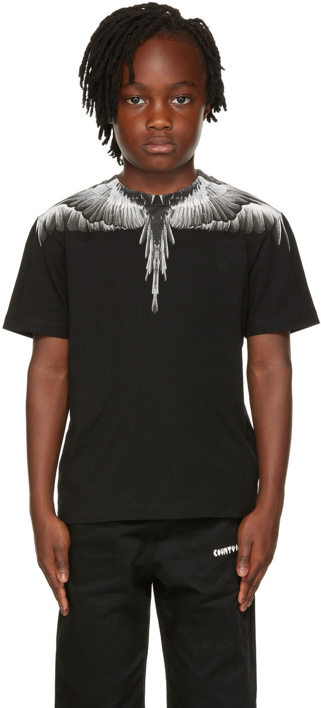 

Детская черная футболка Icon Wings Marcelo Burlon County of Milan, Черный, Детская черная футболка Icon Wings Marcelo Burlon County of Milan