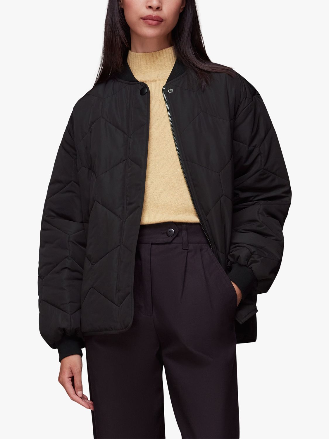 Короткое стеганое пальто Ida Whistles, черный мужская куртка бомбер на пуговицах с воротником стойкой