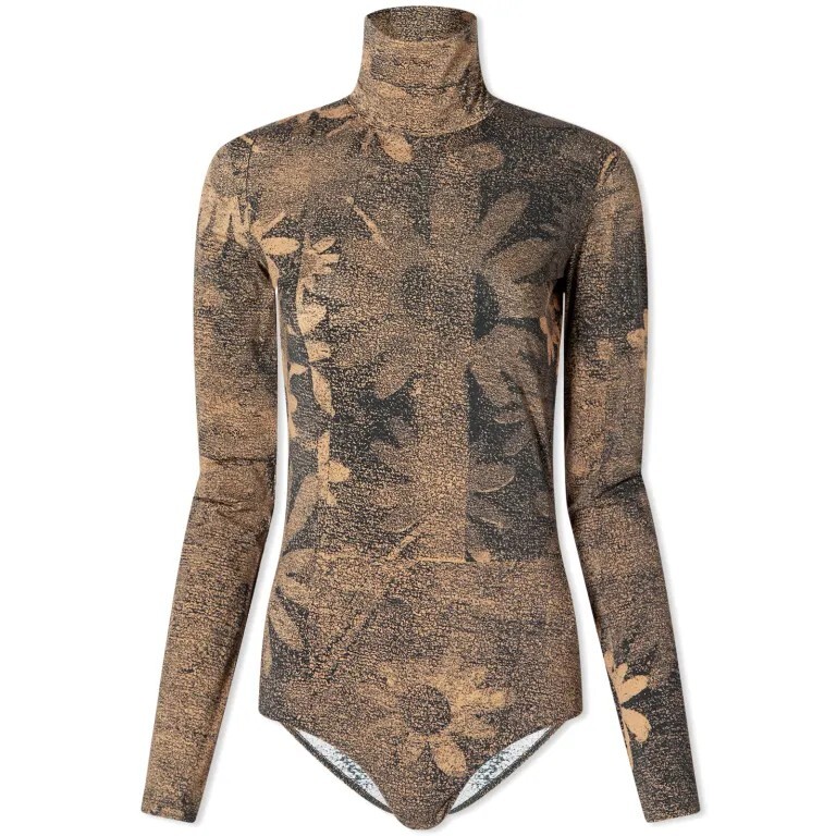 

Боди Mm6 Maison Margiela с цветочным принтом, коричневый и черный
