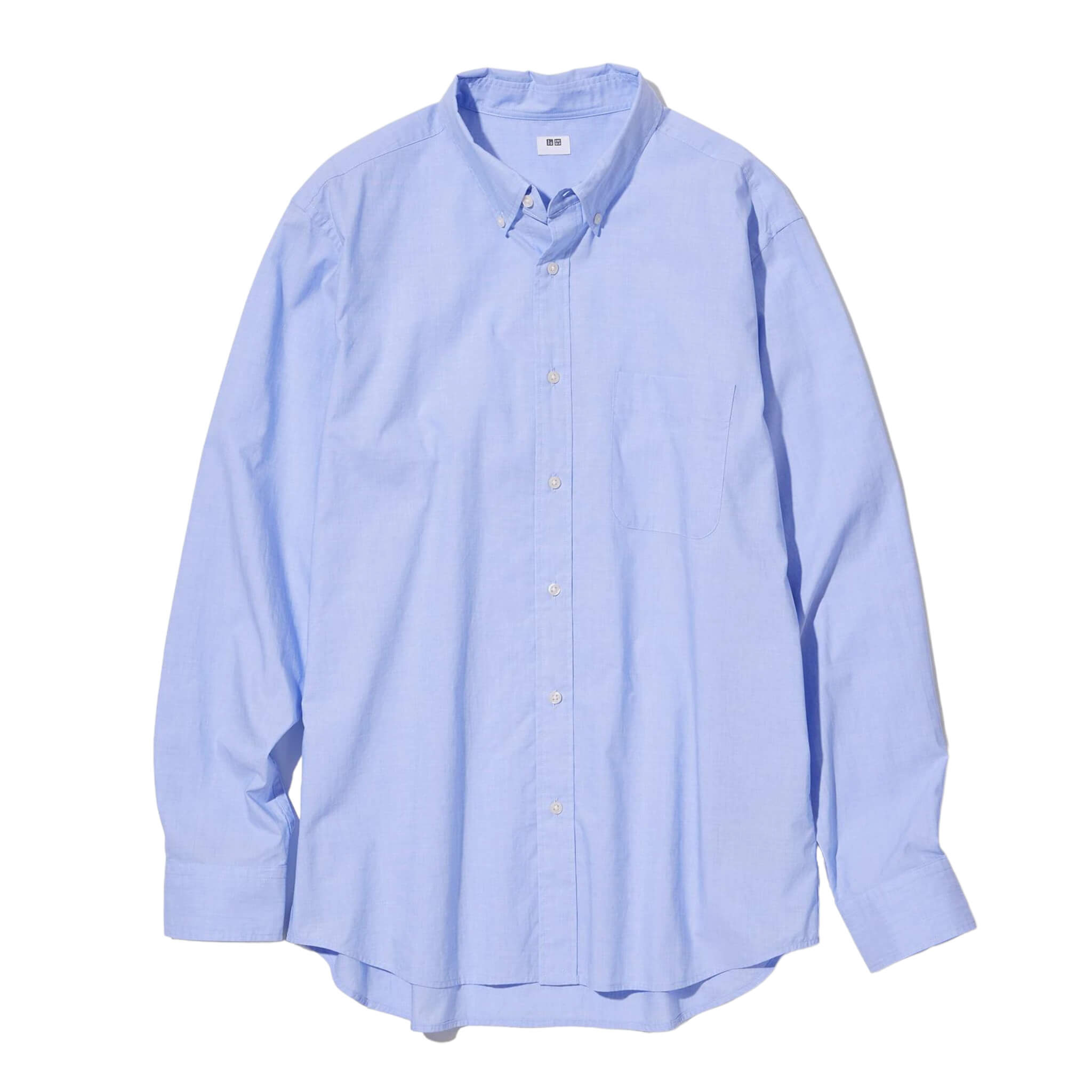 Рубашка Uniqlo Extra Fine Cotton Broadcloth Long Sleeve, голубой - фото