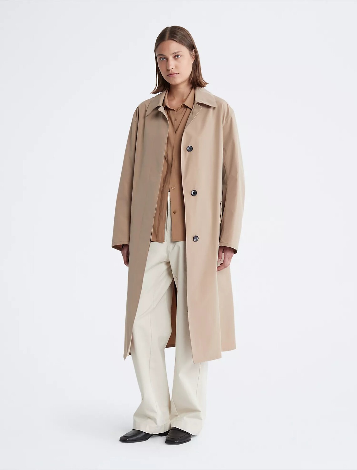 

Тренч Calvin Klein Woven Duster, бежевый