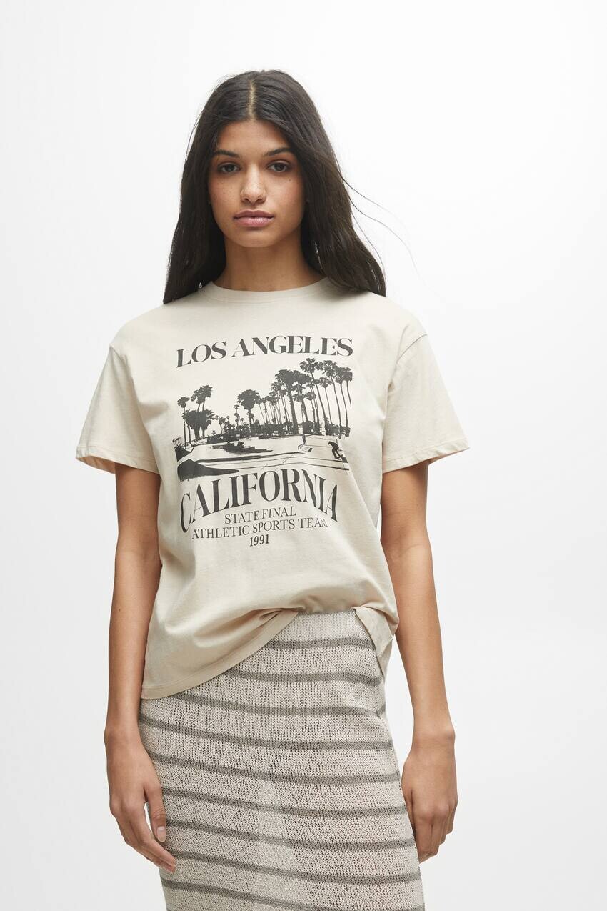 

Футболка с пальмами и короткими рукавами Pull&Bear, бежевый
