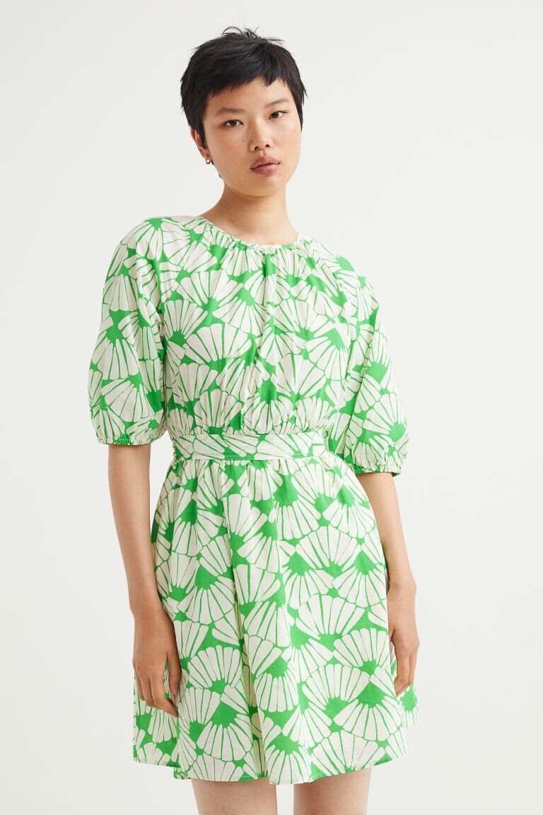 

Платье с галстуком H&M, светло-зеленый/ракушки