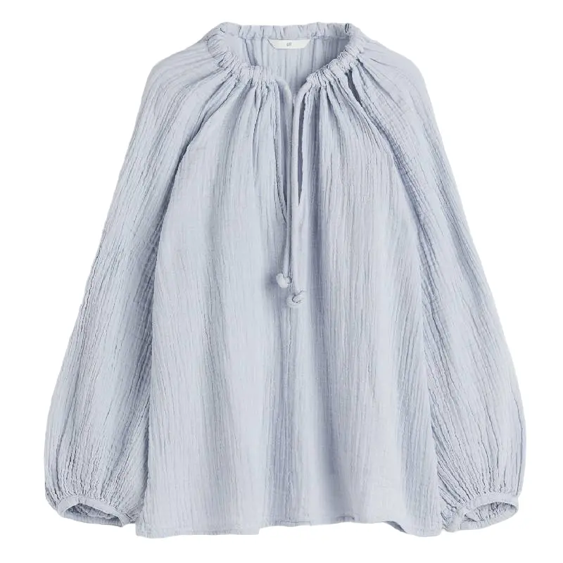 

Блузка H&M Balloon-sleeved, светло-синий