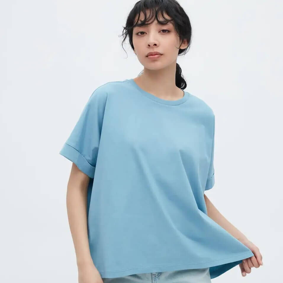 

Футболка Uniqlo Cotton Cap Sleeve, голубой