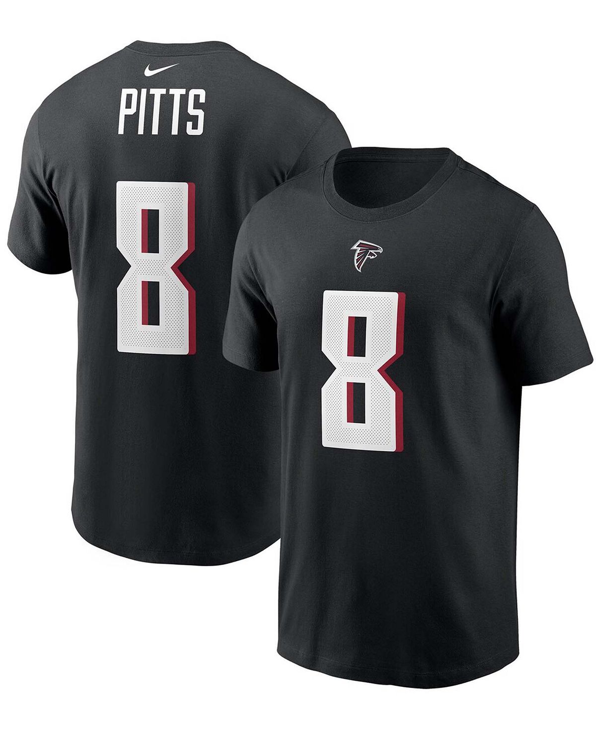 цена Мужская футболка kyle pitts black atlanta falcons 2021 nfl draft first round pick с именем и номером игрока Nike, черный