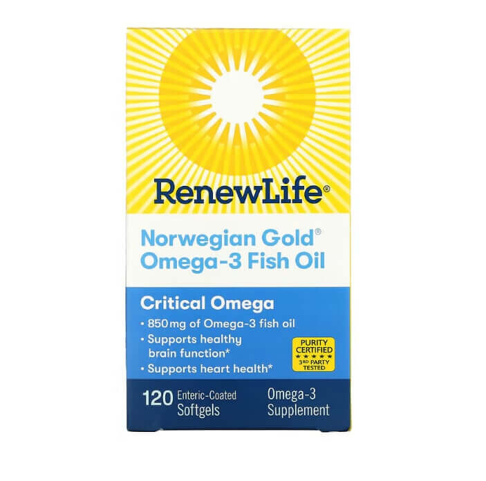 

Рыбий жир с омега-3 Norwegian Gold, 850 мг, 120 капсул, Renew Life