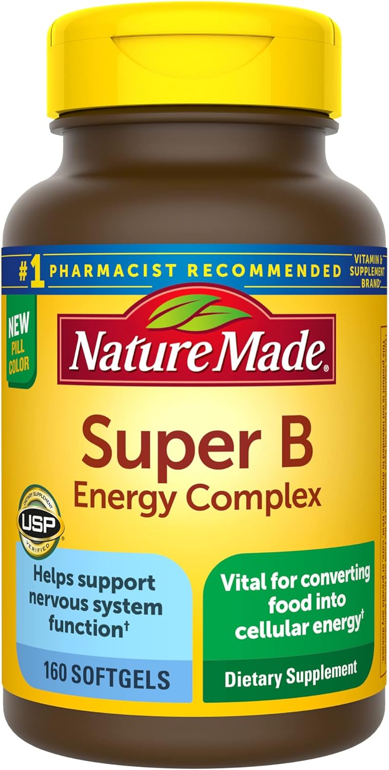 Витамины группы B Nature Made Super B Energy Complex, 160 мягких капсул витамин b 2 nature made 80 таблеток