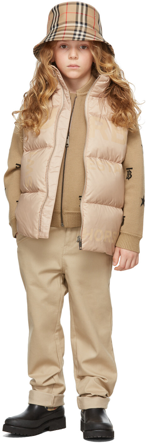 

Детский бежевый пуховый жилет Horseferry Puffer Burberry
