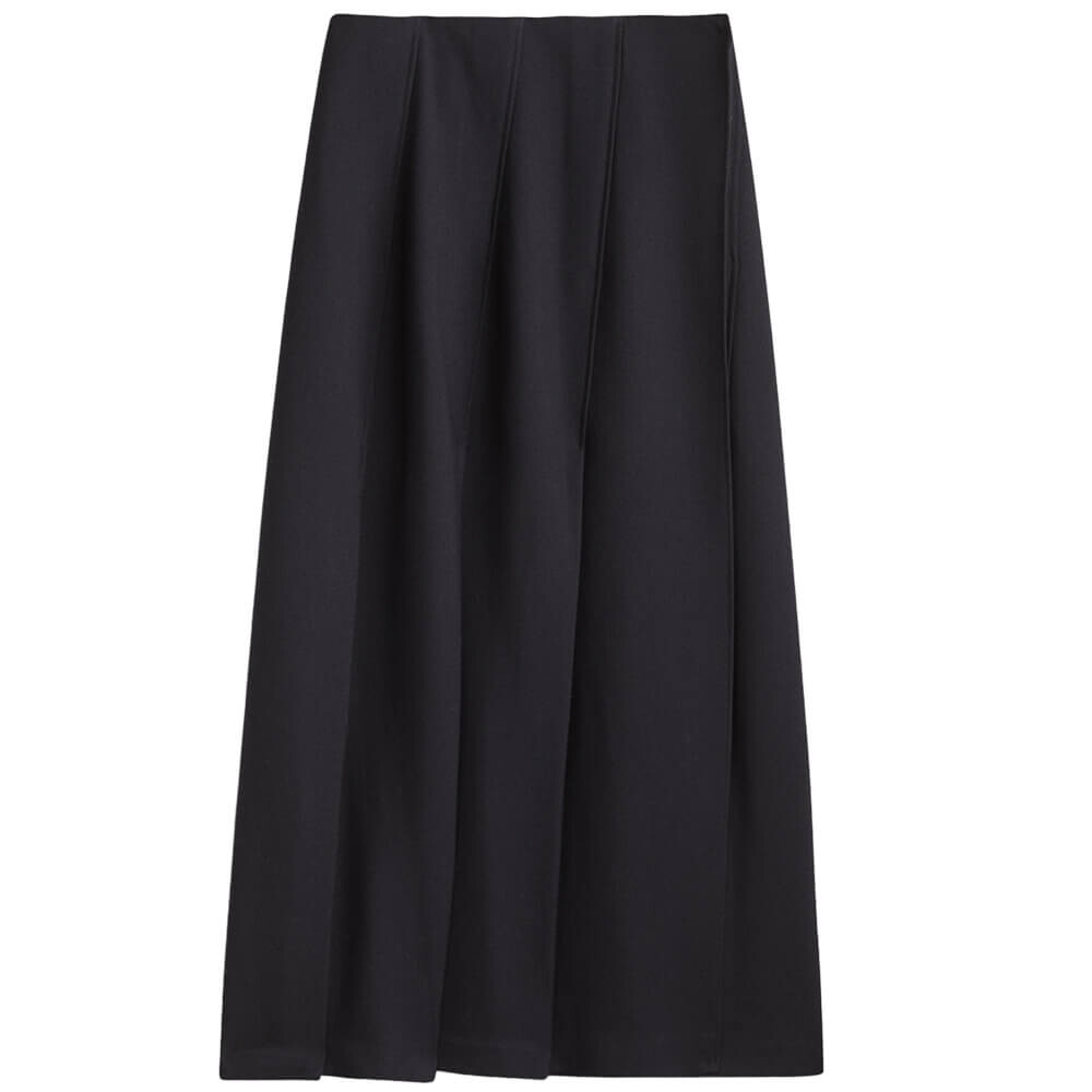 

Юбка Massimo Dutti Box Pleat Midi, темно-синий