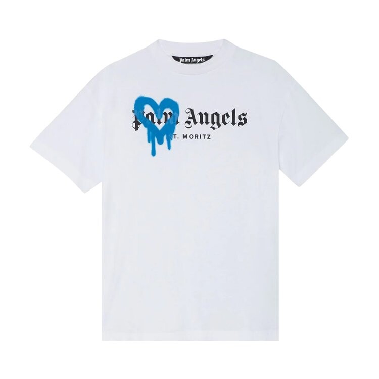 

Футболка Palm Angels St. Moritz Heart Sprayed Tee 'White', белый